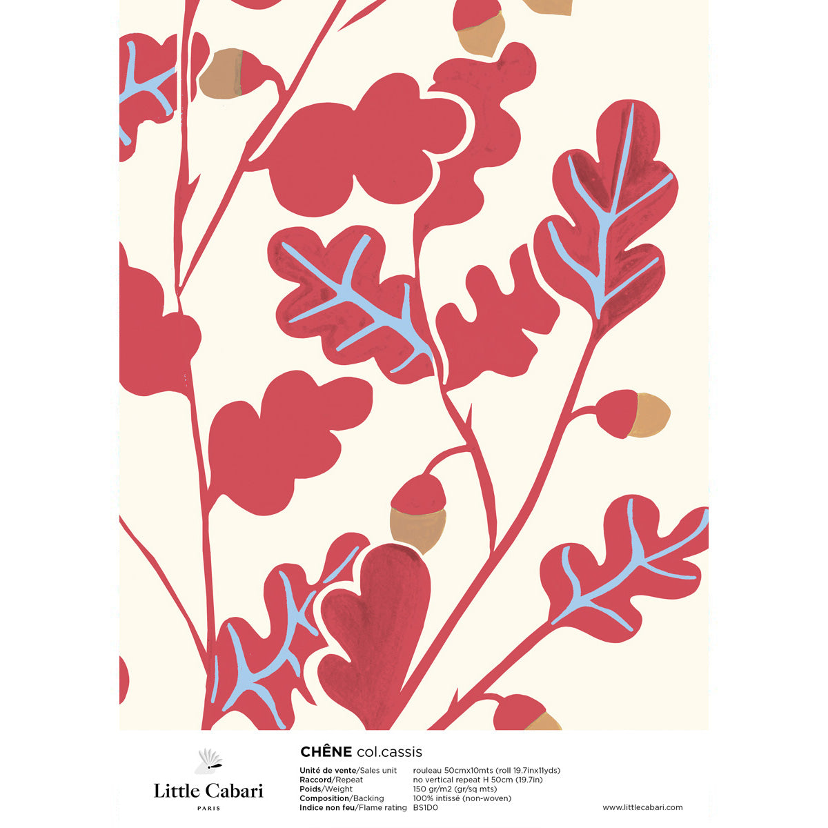 little cabari échantillon papier peint plante couleur rouge