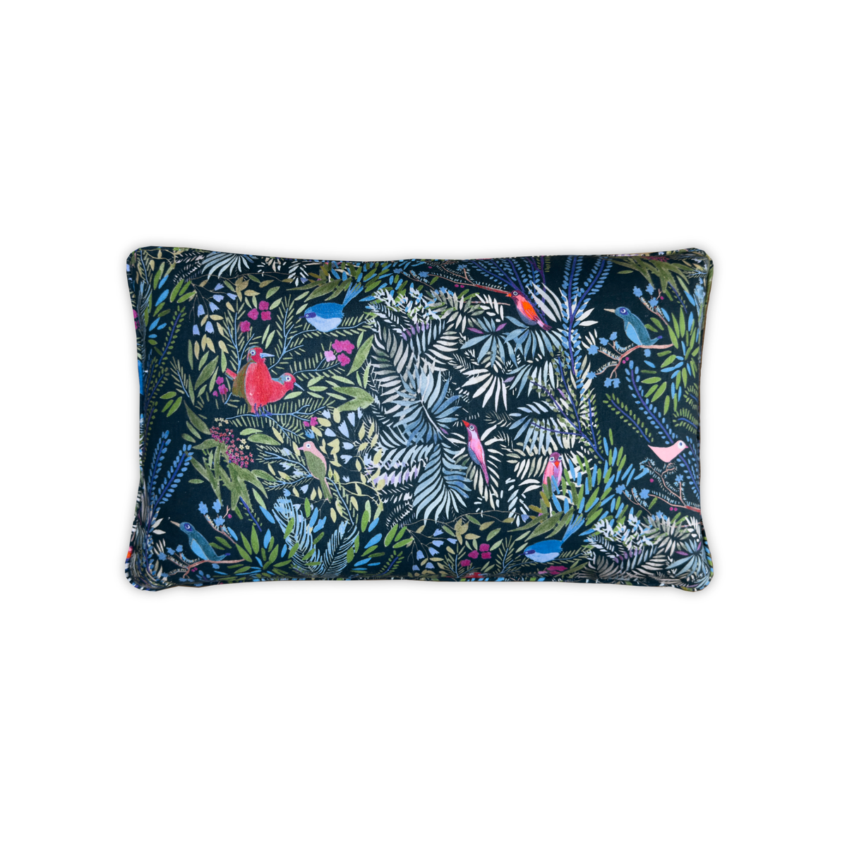 coussin oiseaux multicolore