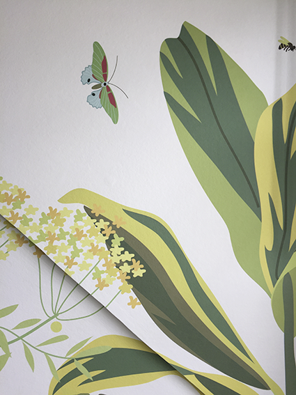 little cabari papier peint panoramique plante animal couleur vert