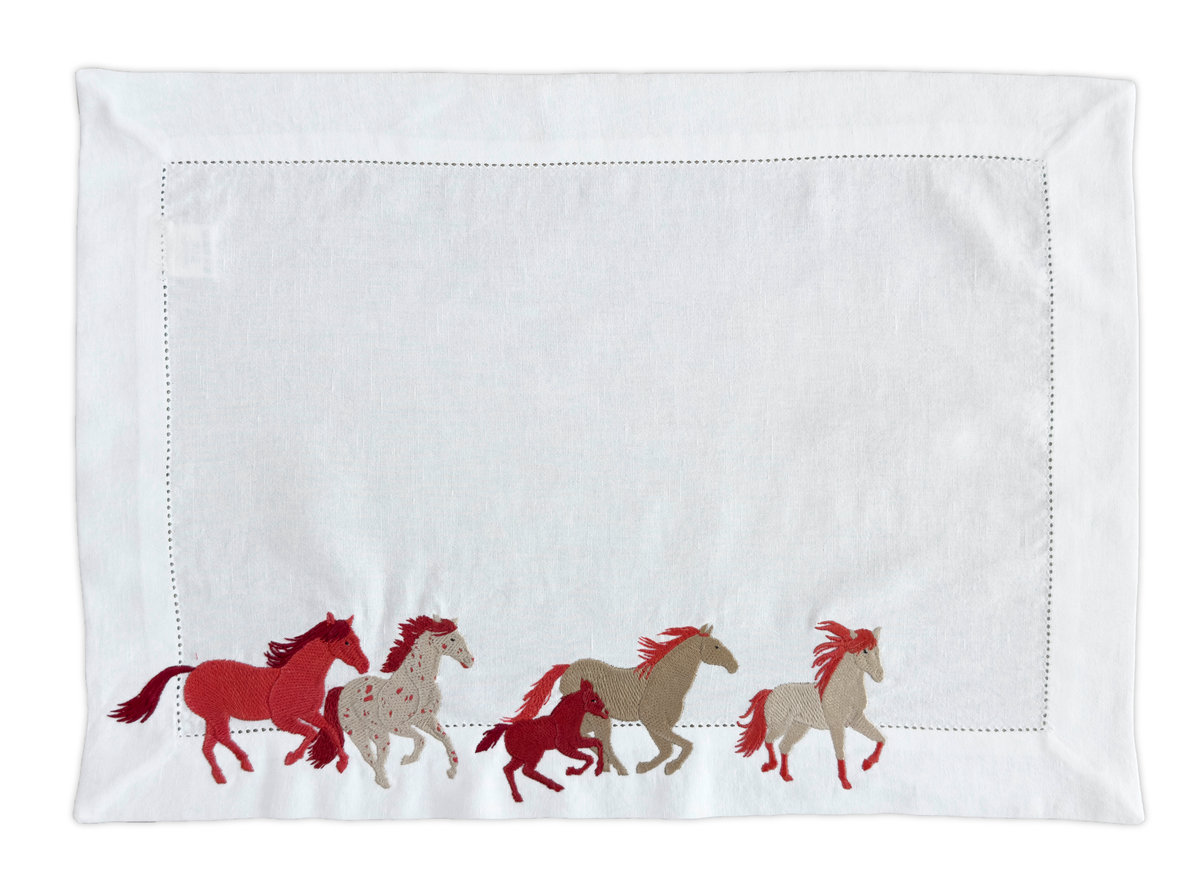 set de table broderie chevaux