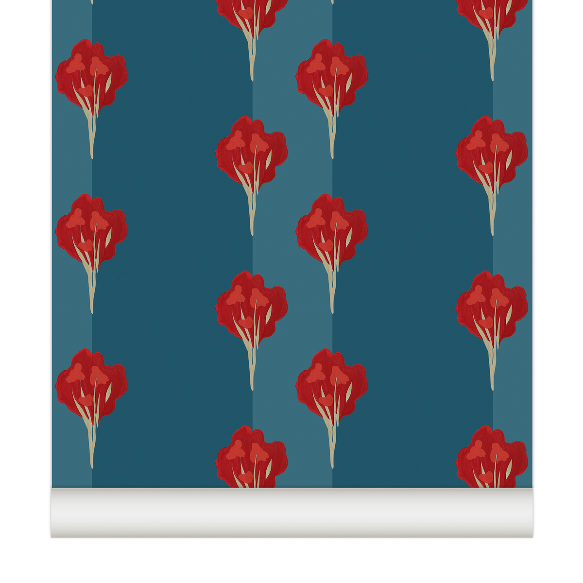 little cabari papier peint arbre couleur rouge bleu