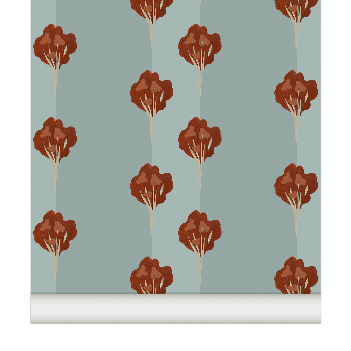 little cabari papier peint arbre couleur gris bleu rouge