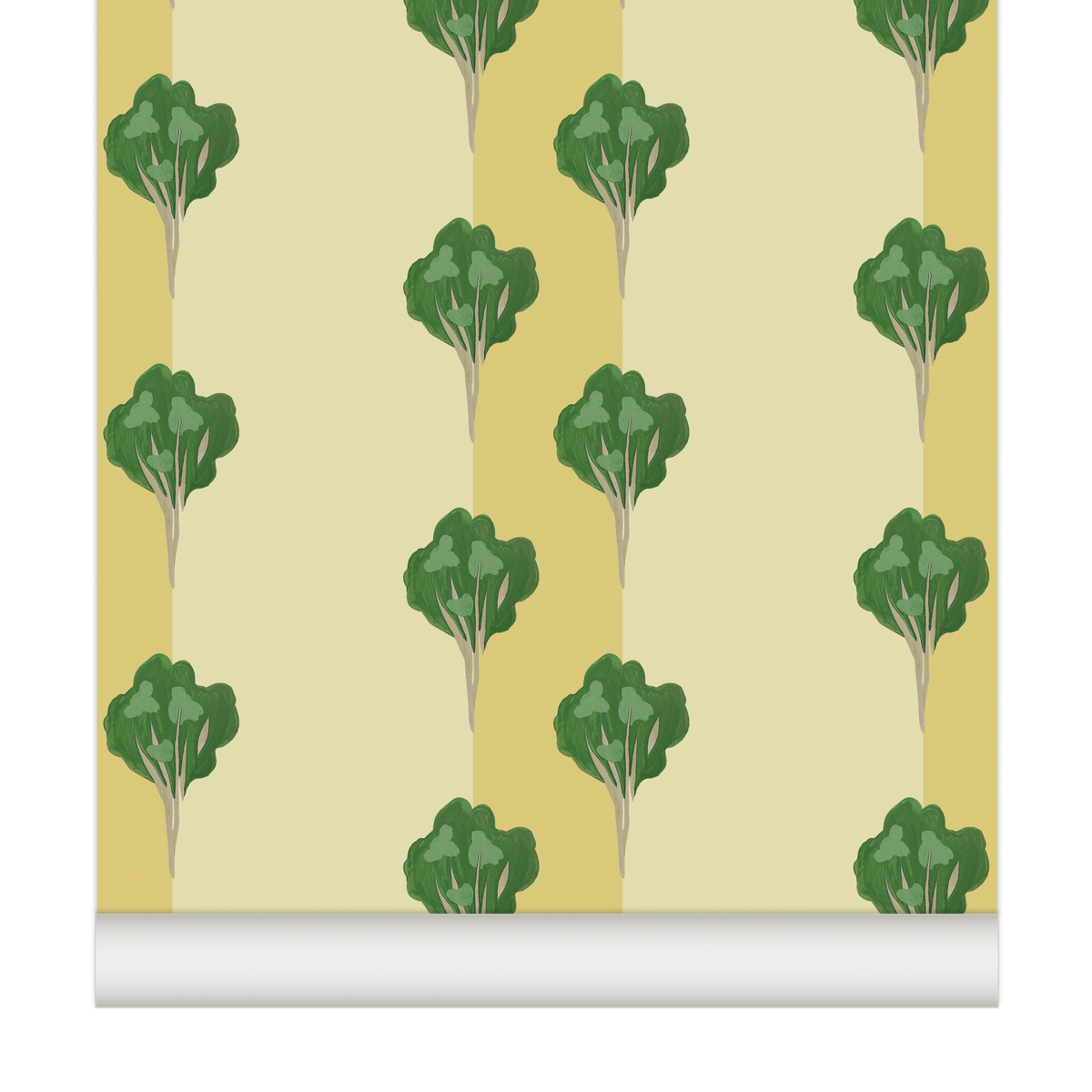 little cabari papier peint arbre couleur vert jaune