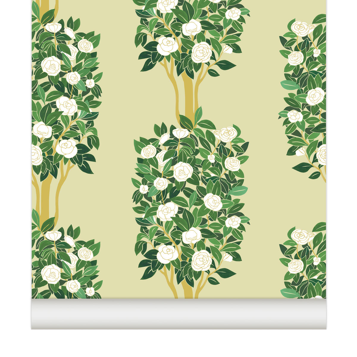 little cabari papier peint arbre fleur couleur vert bleu jaune blanc