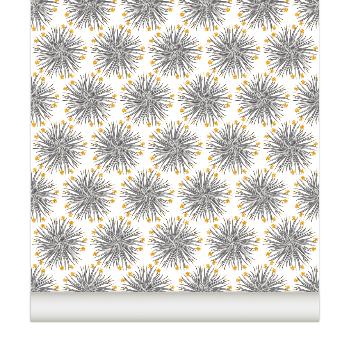 little cabari papier peint fleur couleur gris jaune