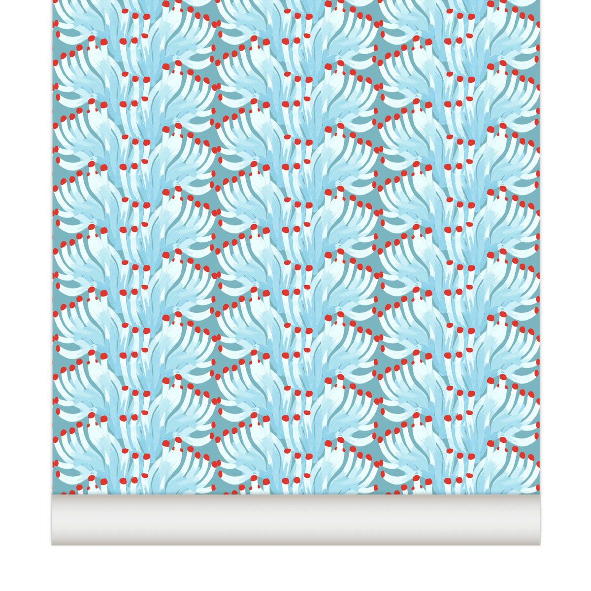 little cabari papier peint plante couleur bleu rouge