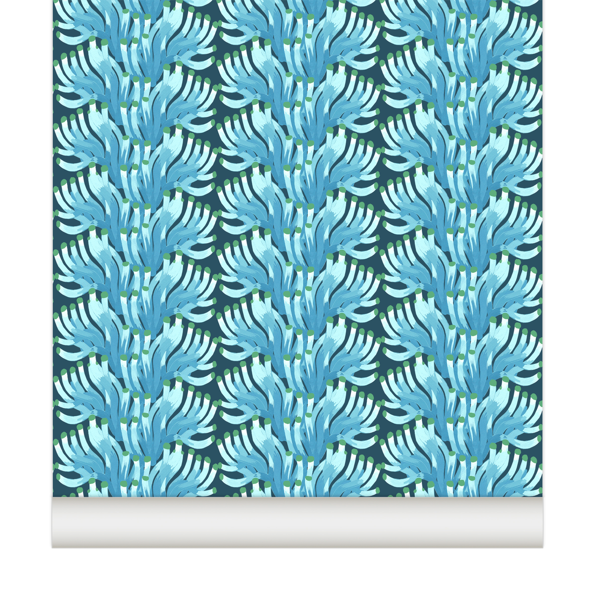 little cabari papier peint plante couleur bleu