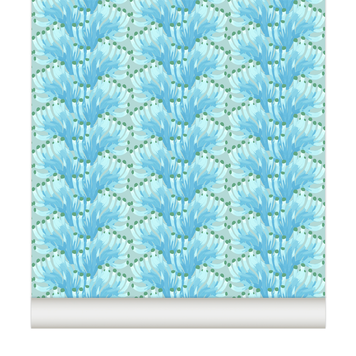 little cabari papier peint plante couleur bleu vert