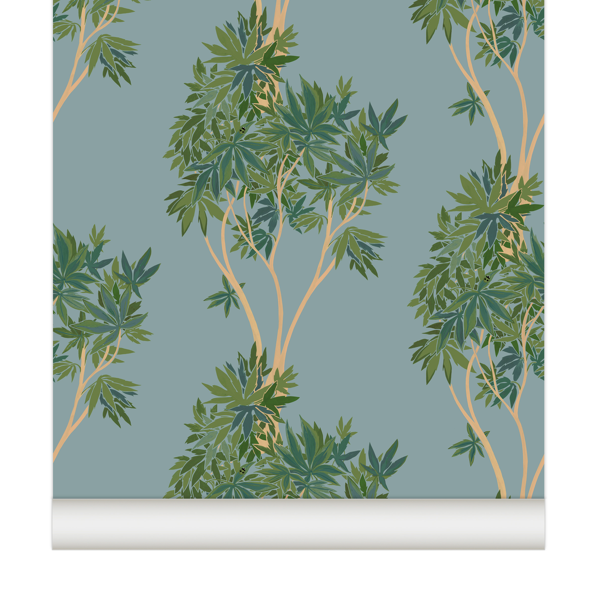 little cabari papier peint plante nature couleur bleu vert