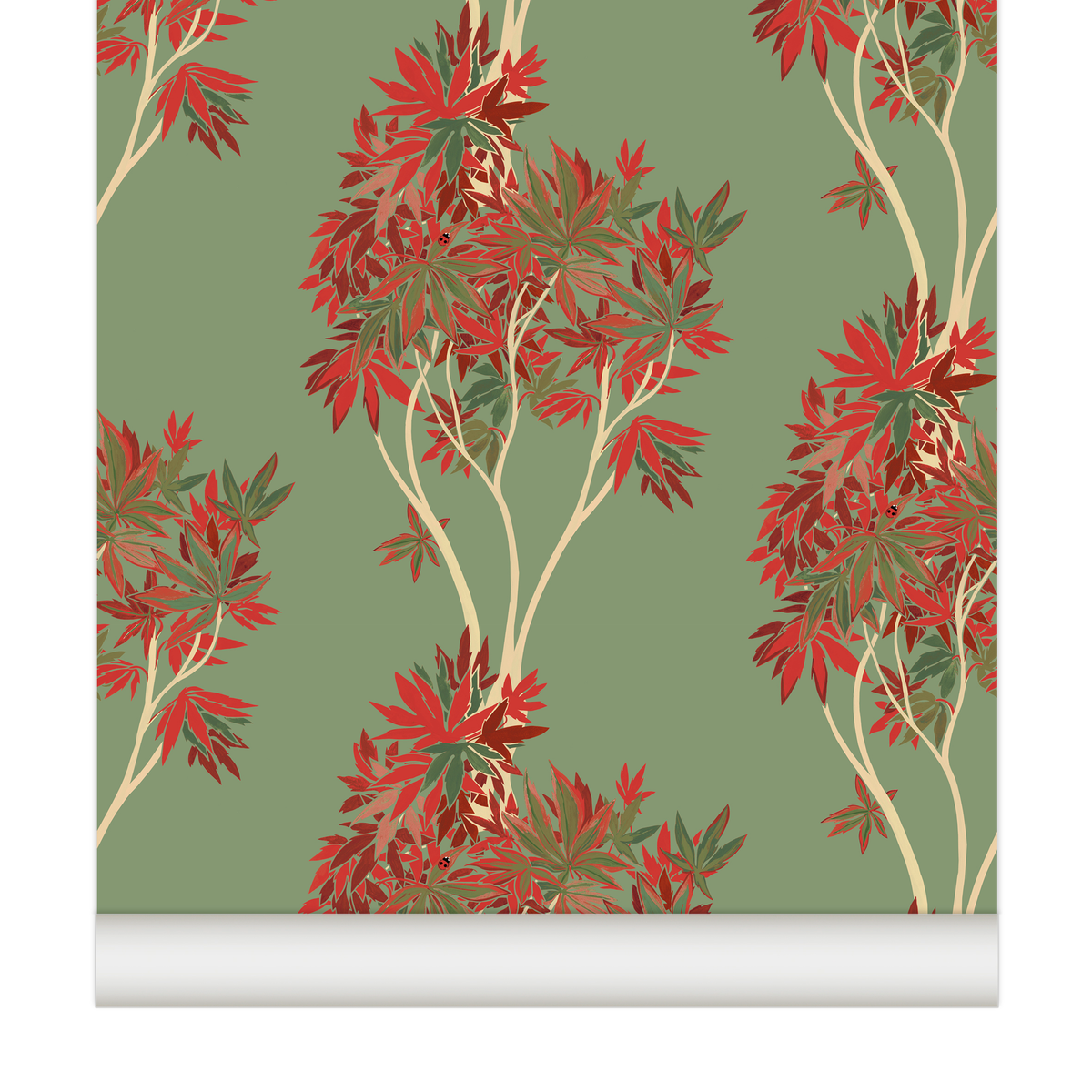 little cabari papier peint plante nature couleur rouge vert