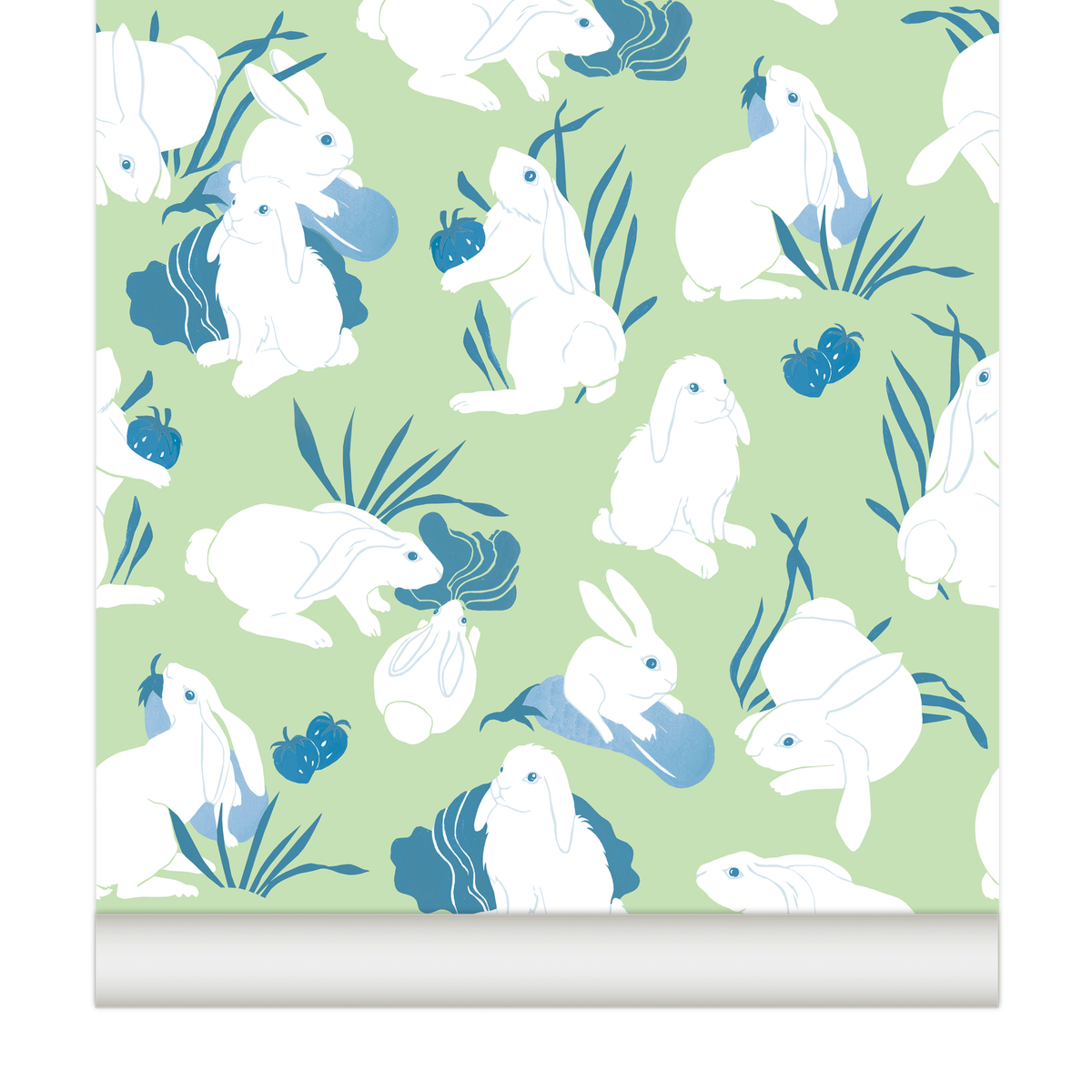 little cabari papier peint lapin animal couleur bleu vert