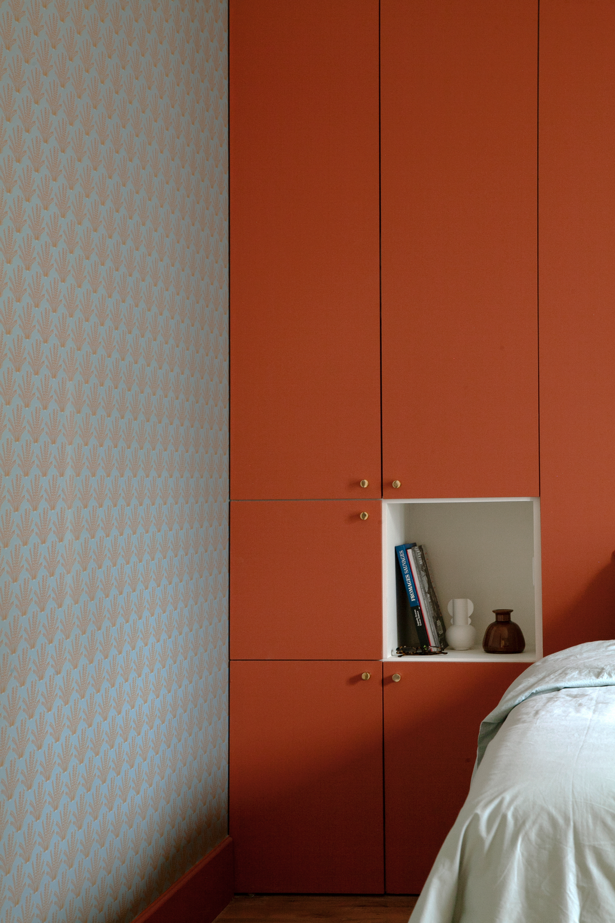 little cabari papier peint plante couleur bleu orange