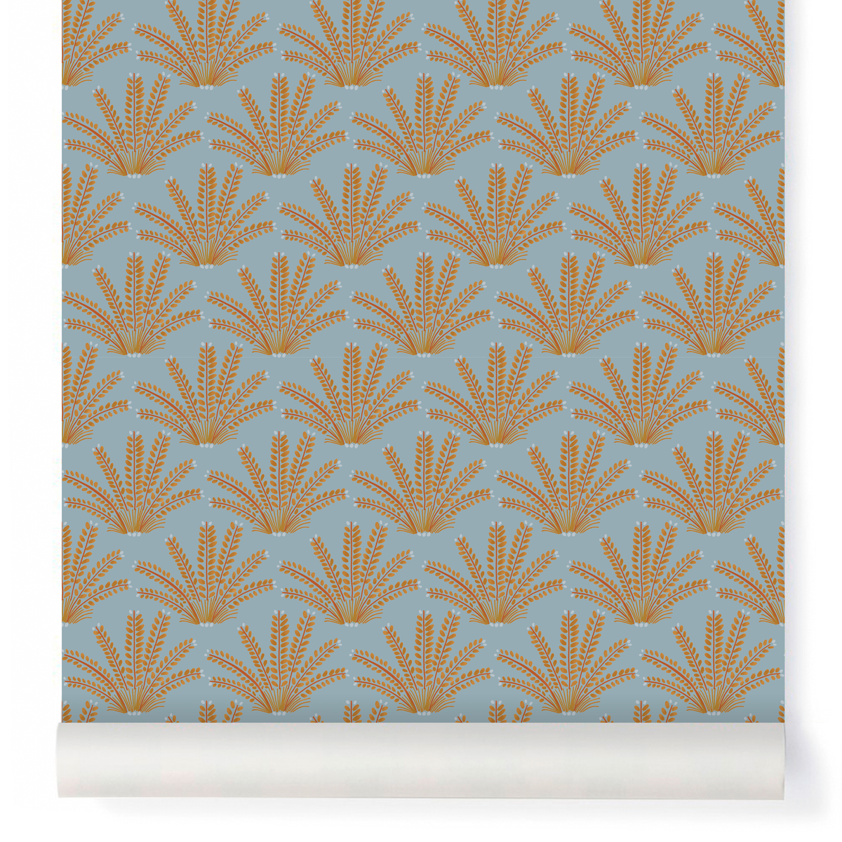 little cabari papier peint plante couleur bleu orange
