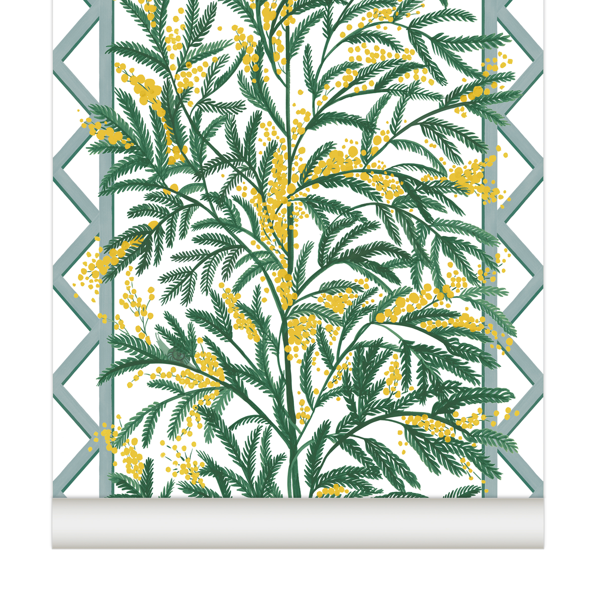 little cabari papier peint fleur plante couleur vert jaune