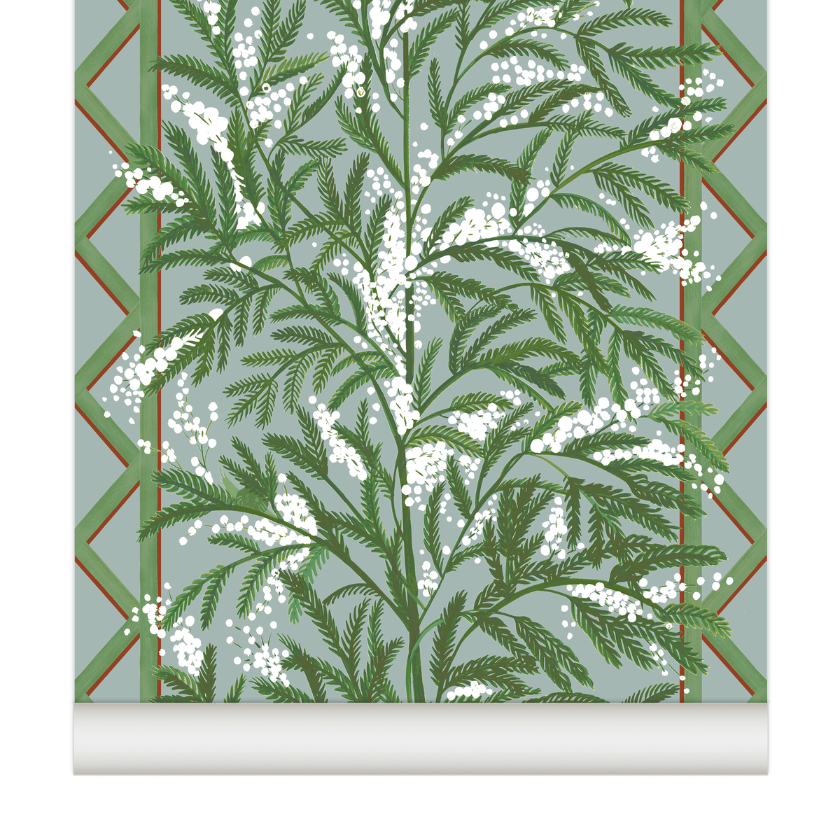 little cabari papier peint fleur plante couleur vert blanc