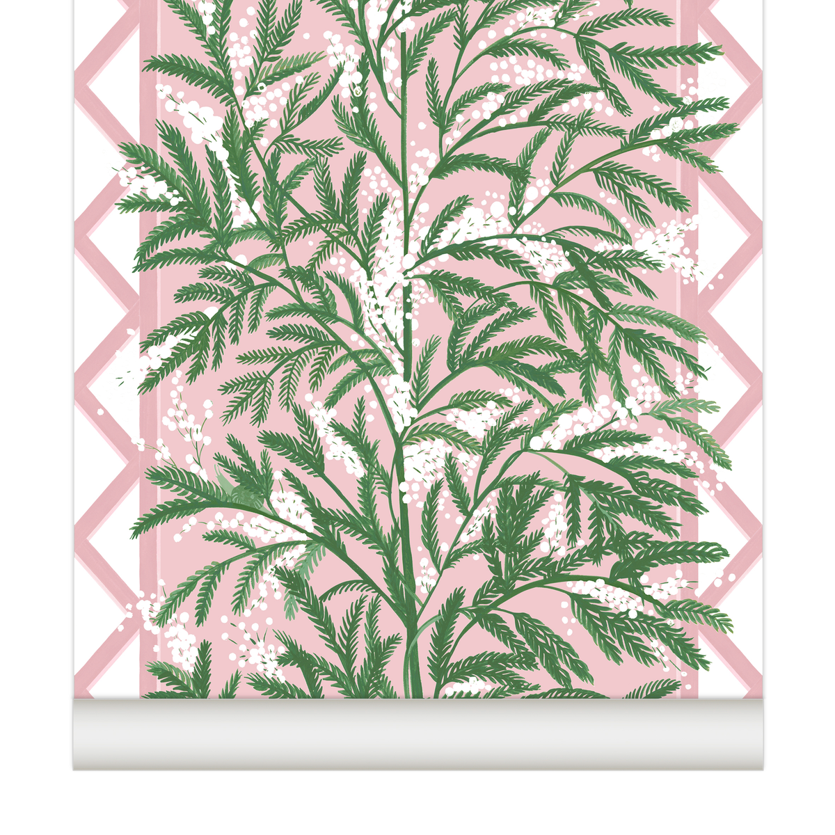 little cabari papier peint fleur plante couleur vert rose