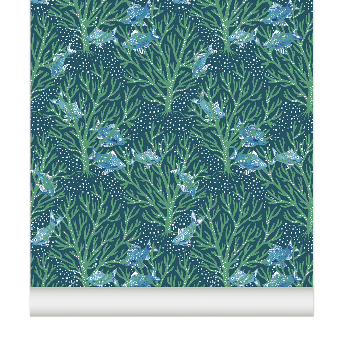 little cabari papier peint corail mer poisson couleur bleu vert