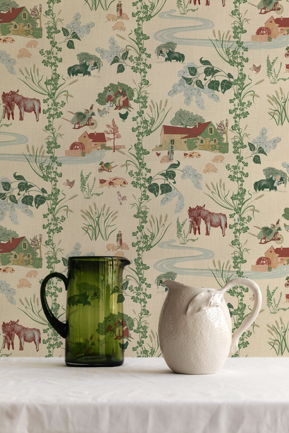 papier peint esprit toile de jouy