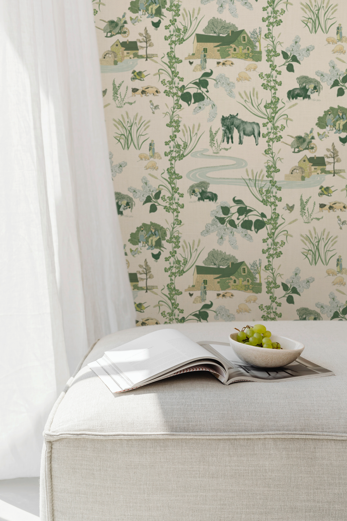 papier peint type toile de jouy