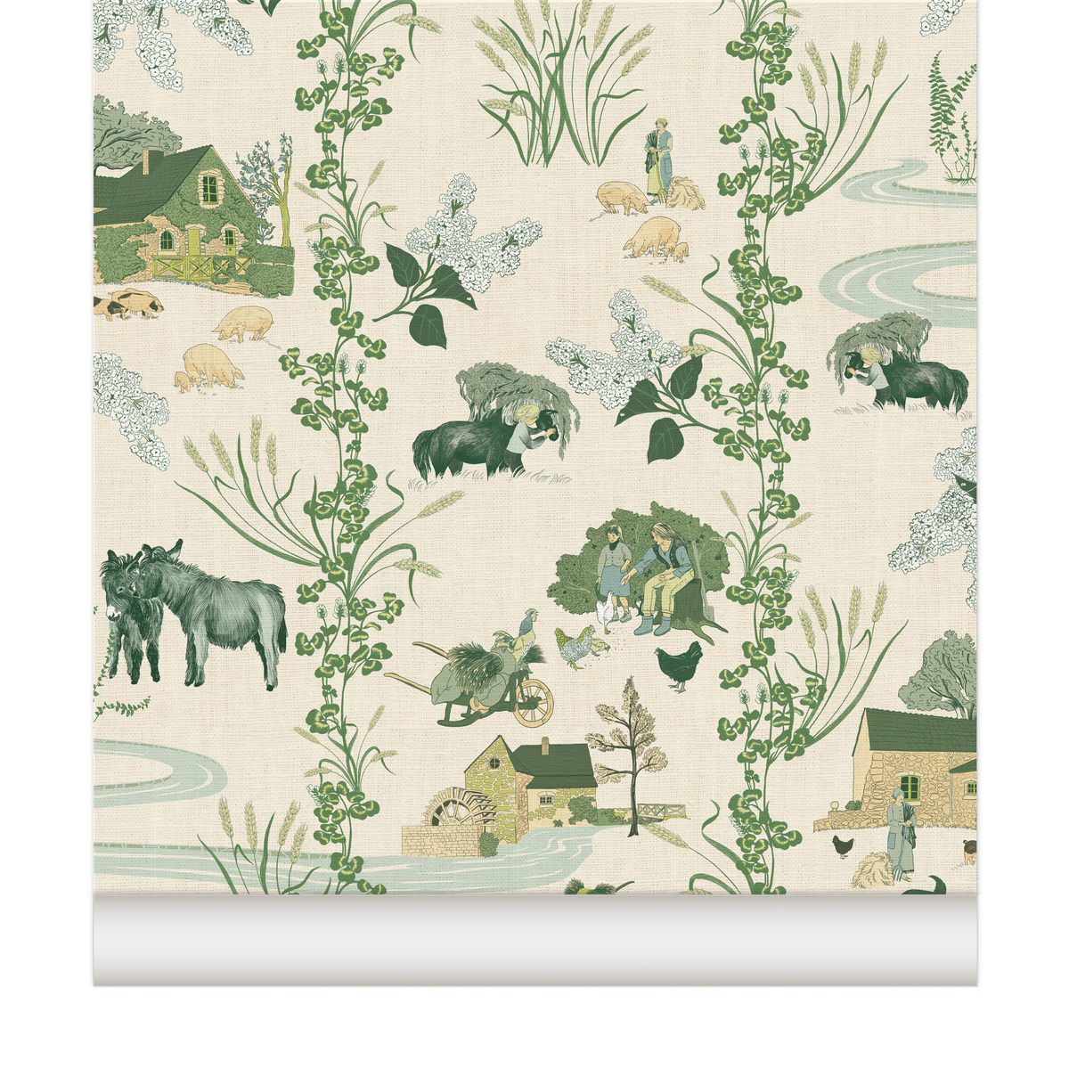 papier peint esprit toile de jouy