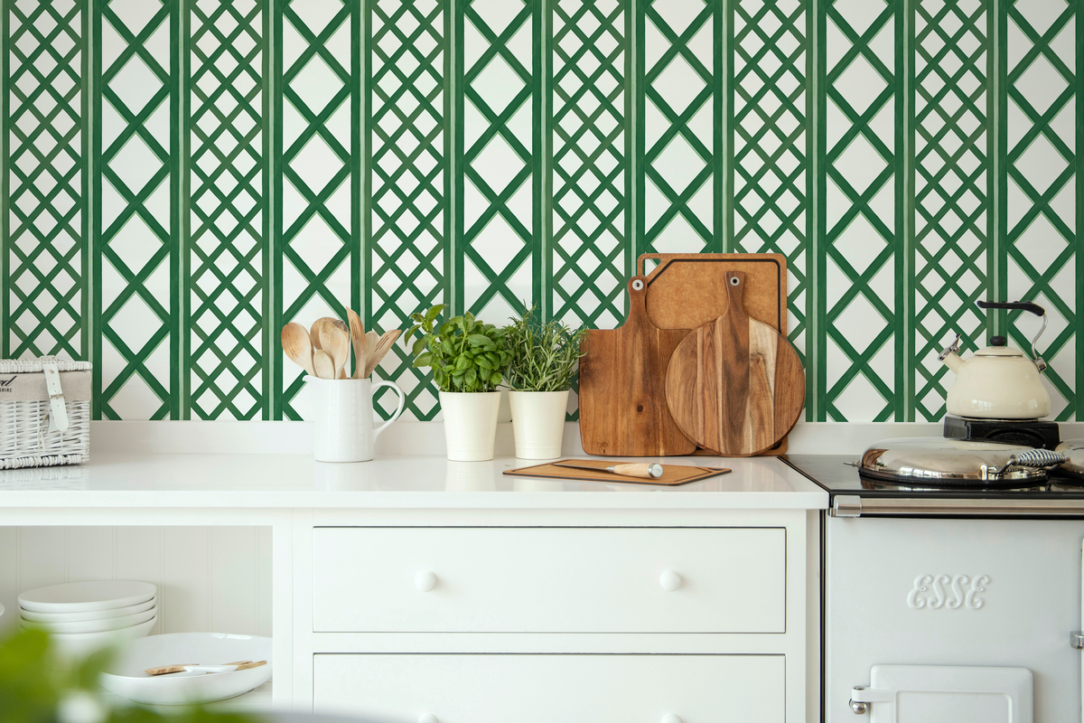 little cabari papier peint rayures trait couleur vert
