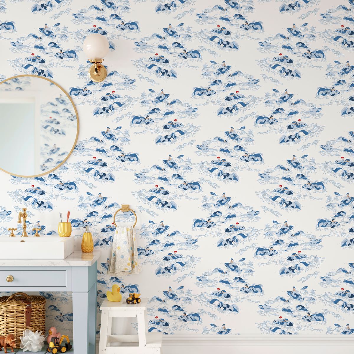 papier peint salle de bain poisson