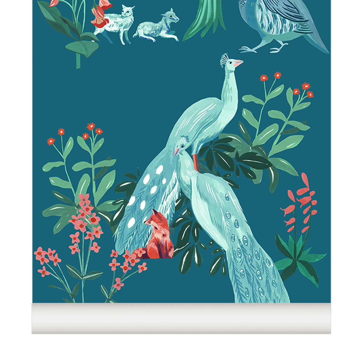 little cabari papier peint animal nature couleur bleu vert