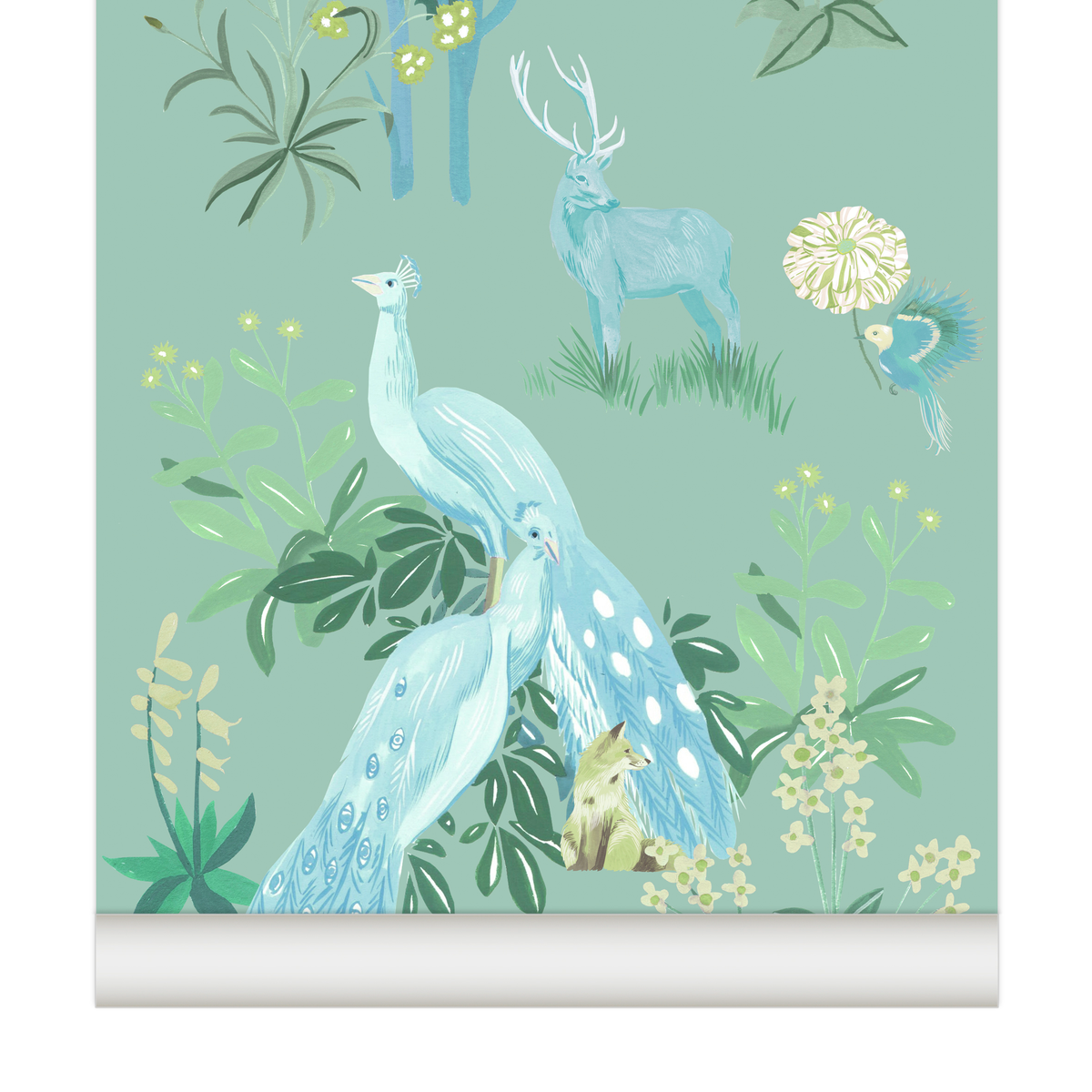 little cabari papier peint animal nature couleur bleu vert