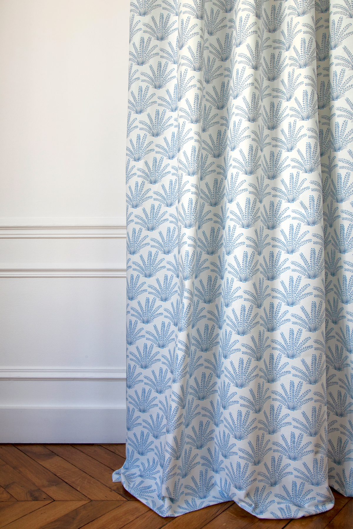 Little Cabari tissu d'ameublement rideau feuille couleur blanc bleu