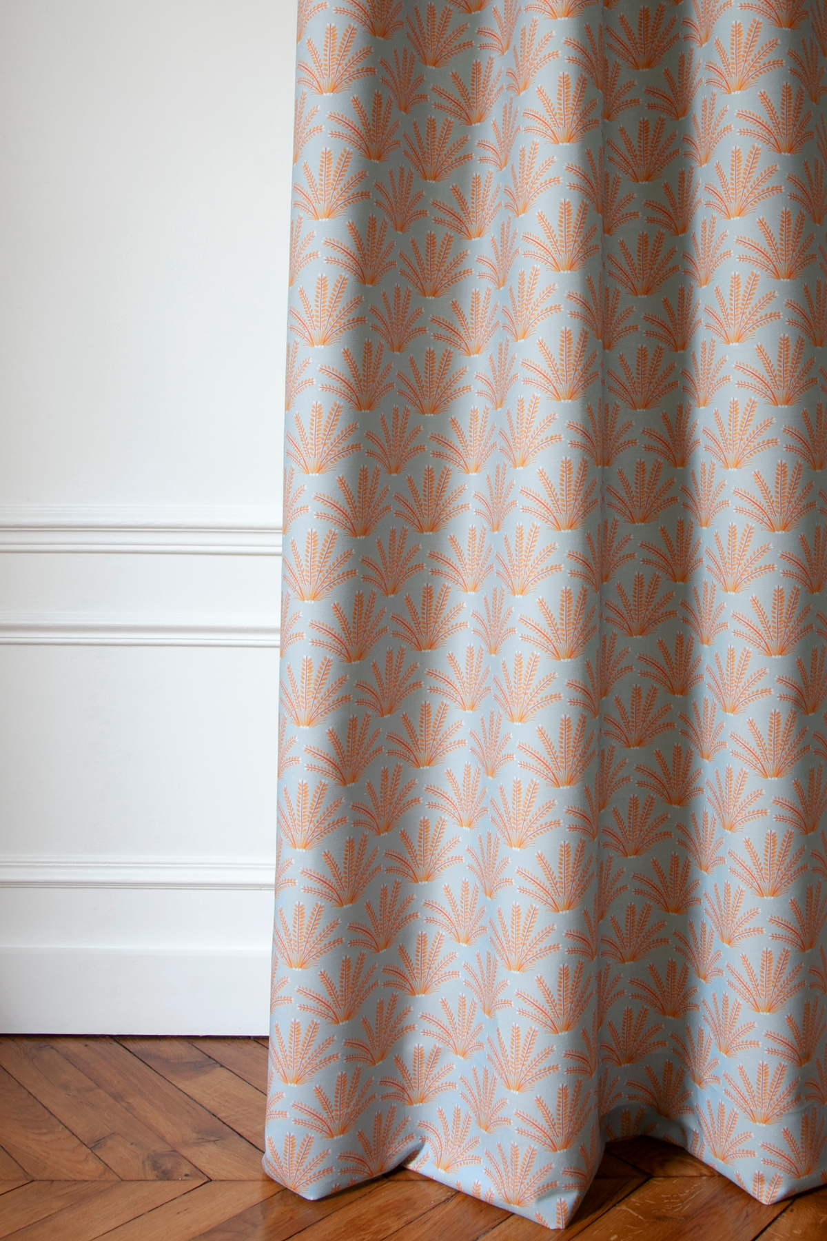 Little Cabari tissu d'ameublement rideau feuille couleur orange bleu