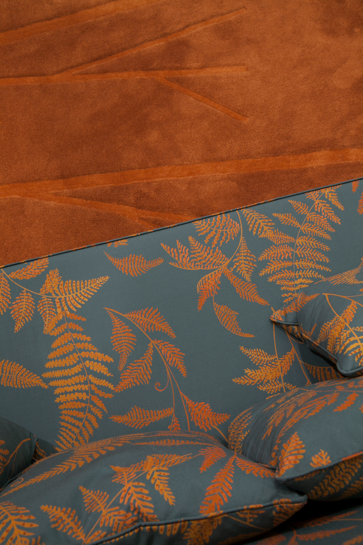 Little Cabari tissu d'ameublement rideau feuille couleur orange noir