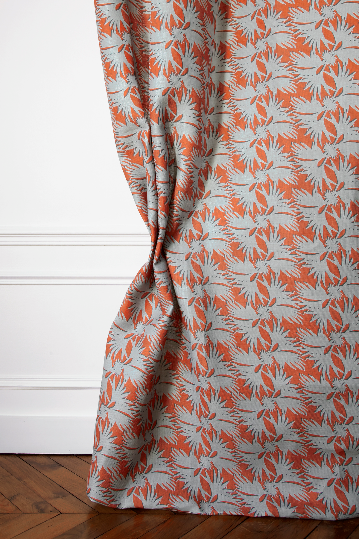 LittleCabari tissu ameublement rideau jungle lin couleur rouille gris