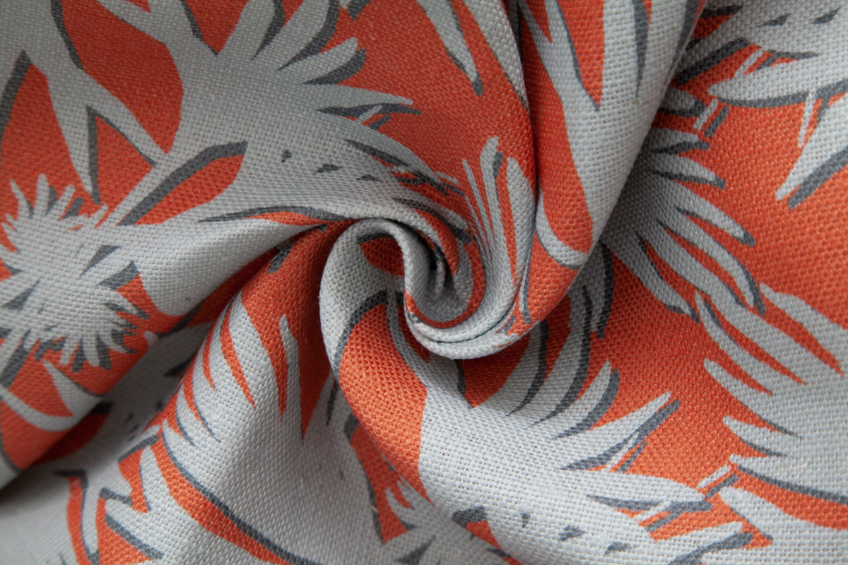 LittleCabari tissu ameublement rideau jungle lin couleur rouille gris