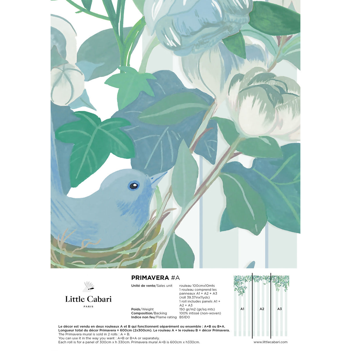 papier peint little cabari primavera vert