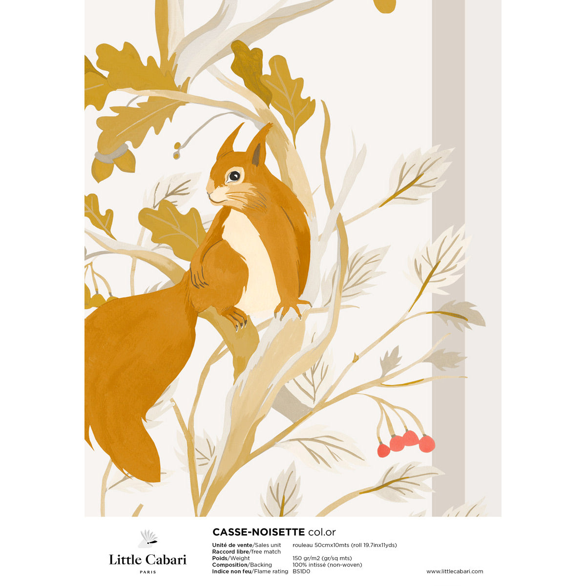 little cabari échantillon papier peint animal couleur orange beige