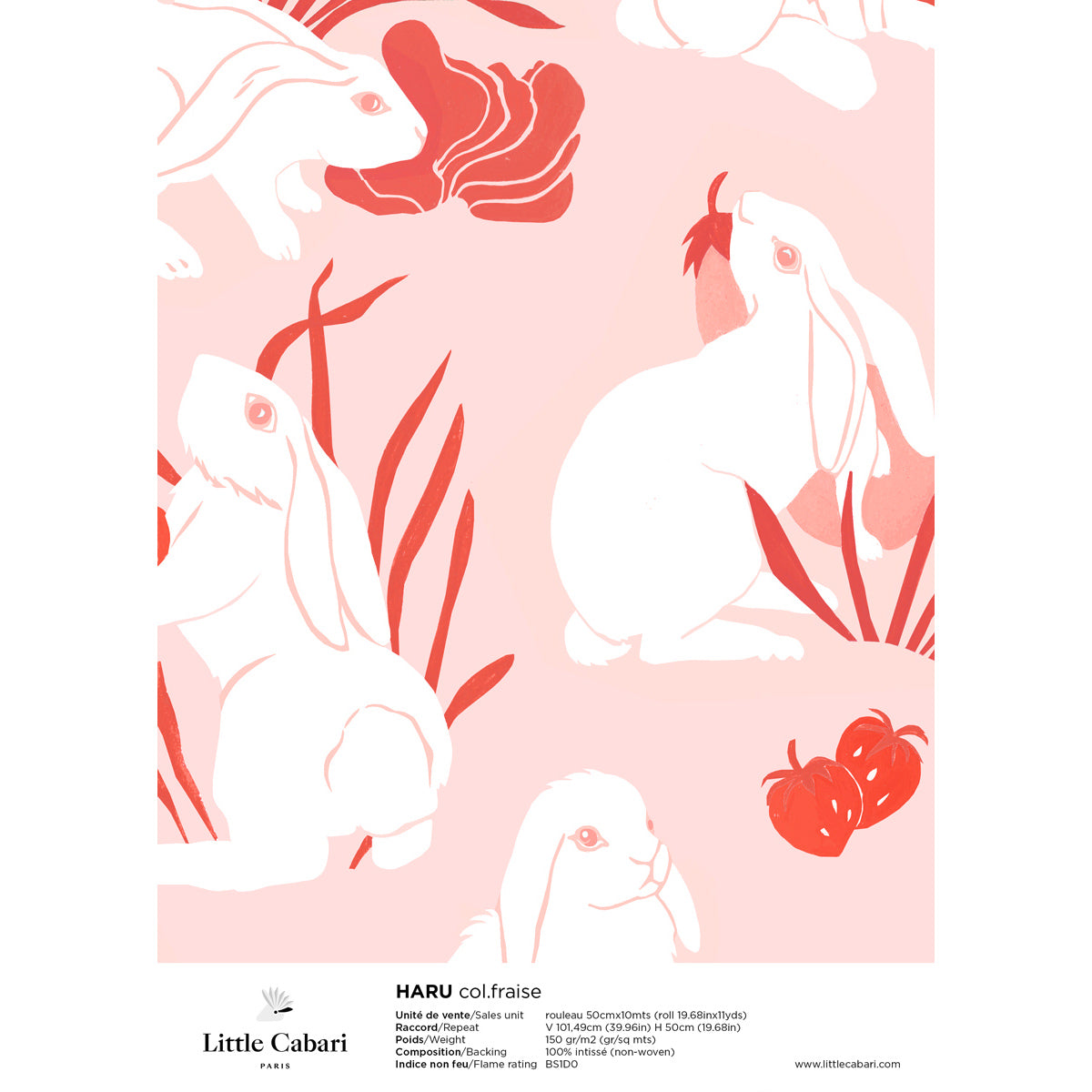 papier peint little cabari haru fraise