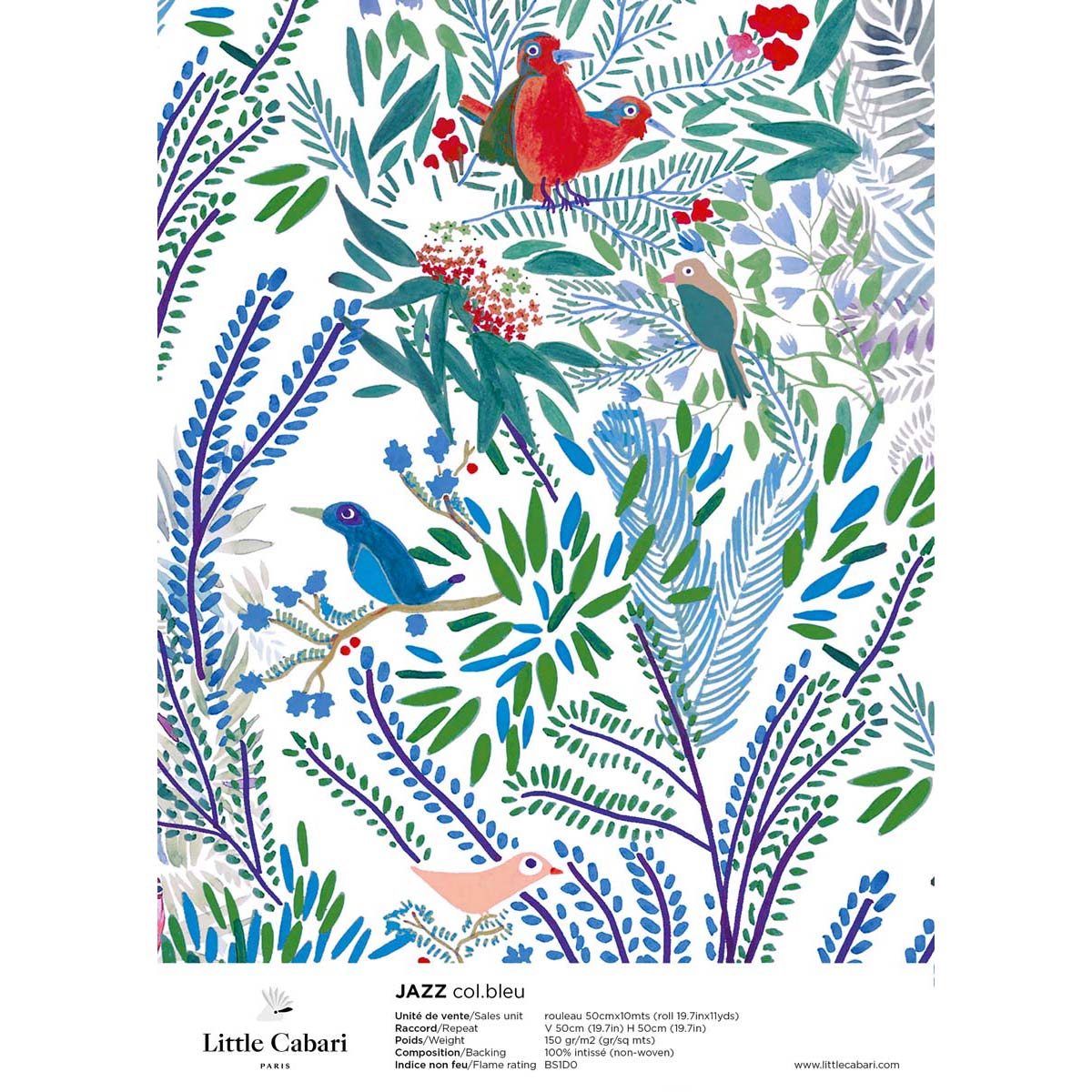 papier peint little cabari jazz bleu