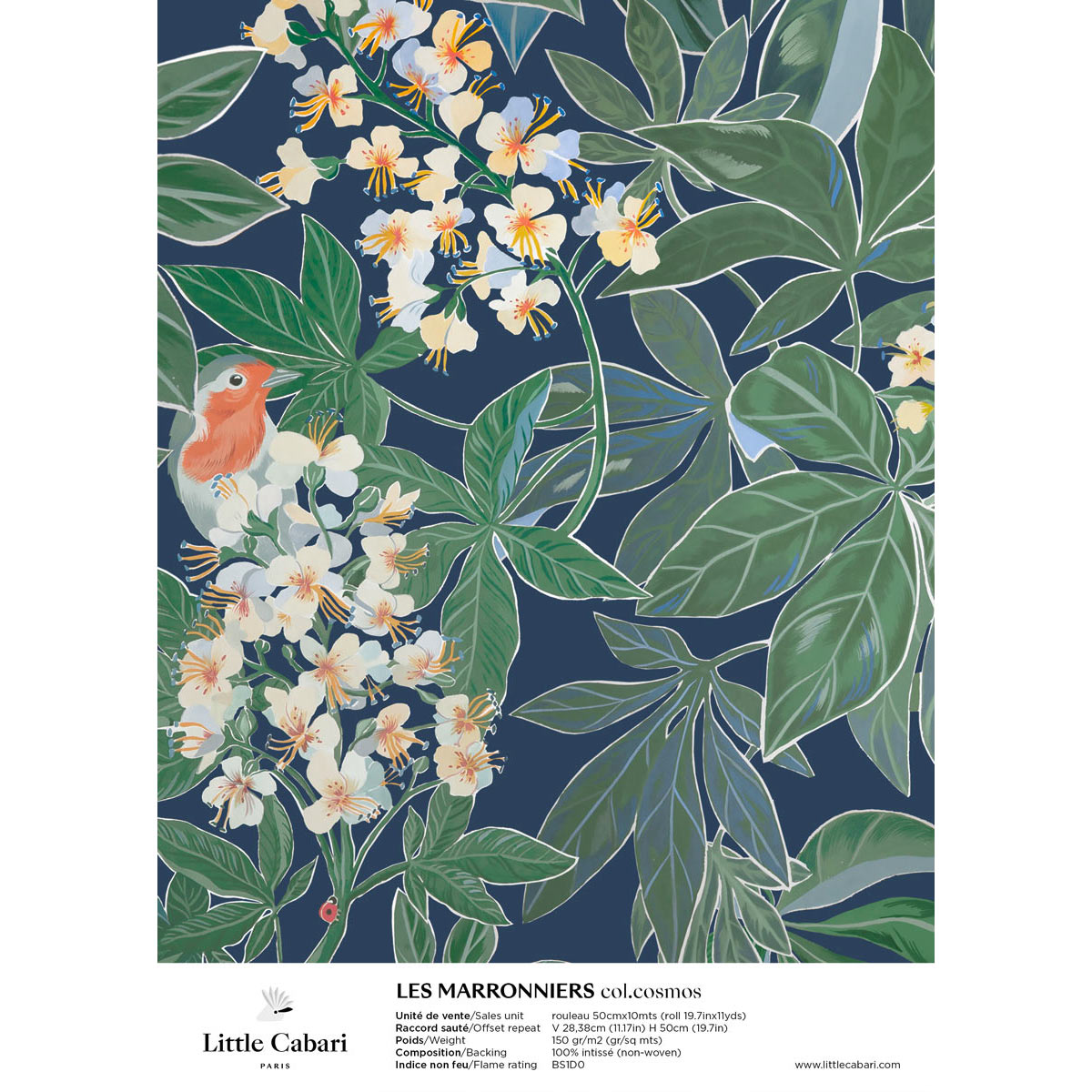 papier peint little cabari les marronniers cosmos