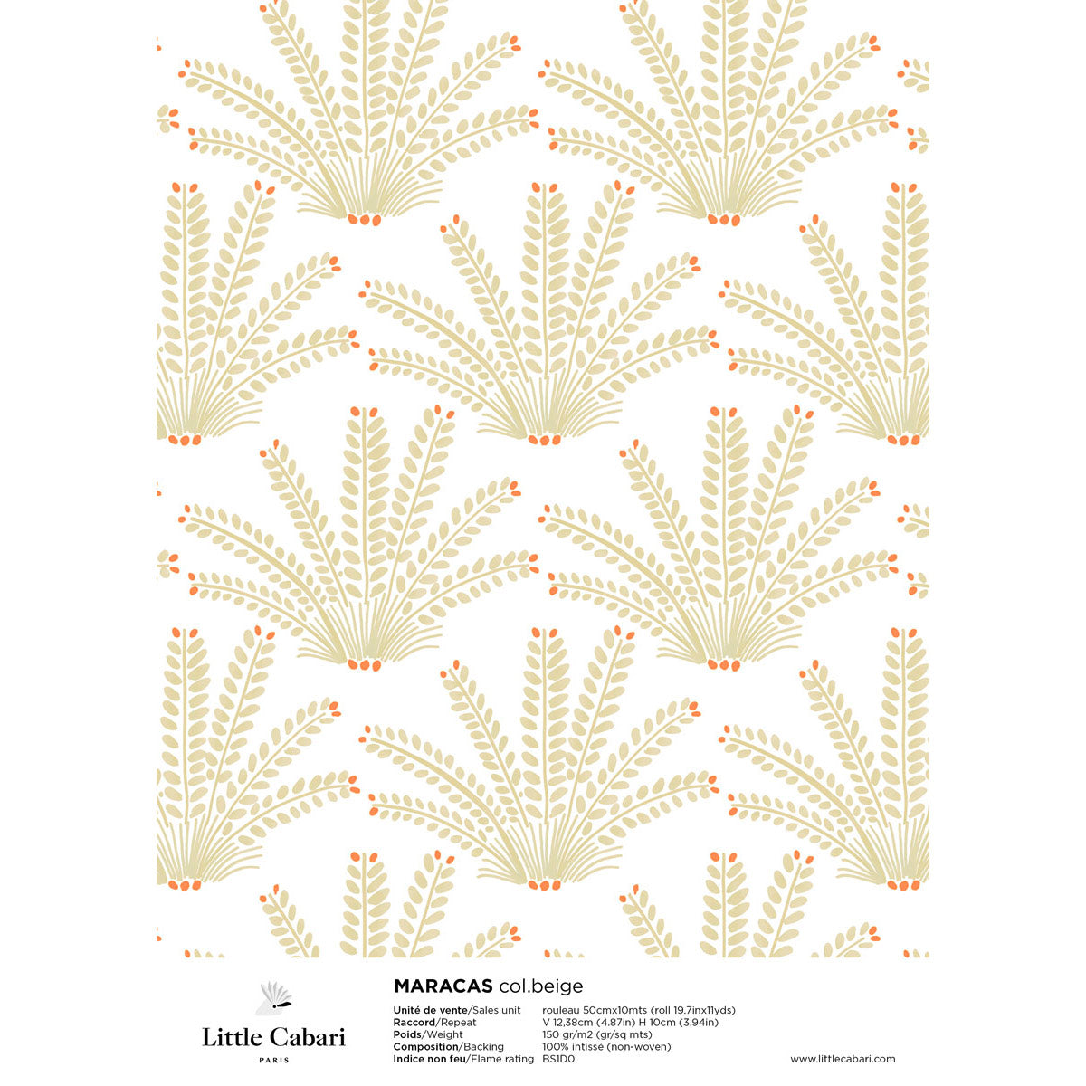 papier peint little cabari maracas beige