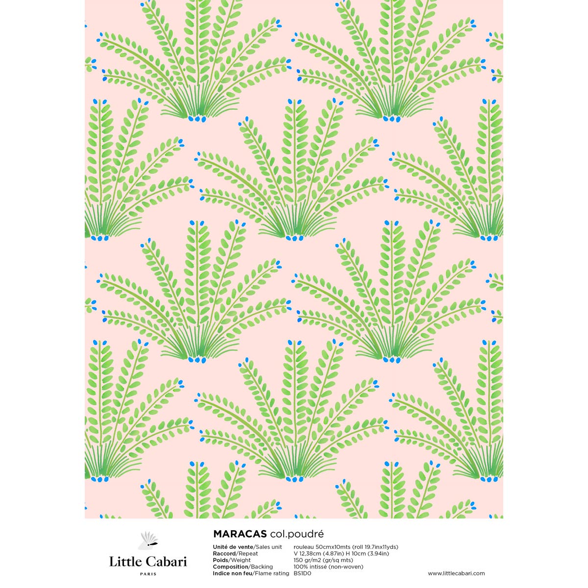 papier peint little cabari maracas poudré