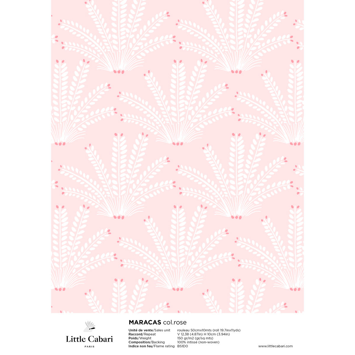 papier peint little cabari maracas rose