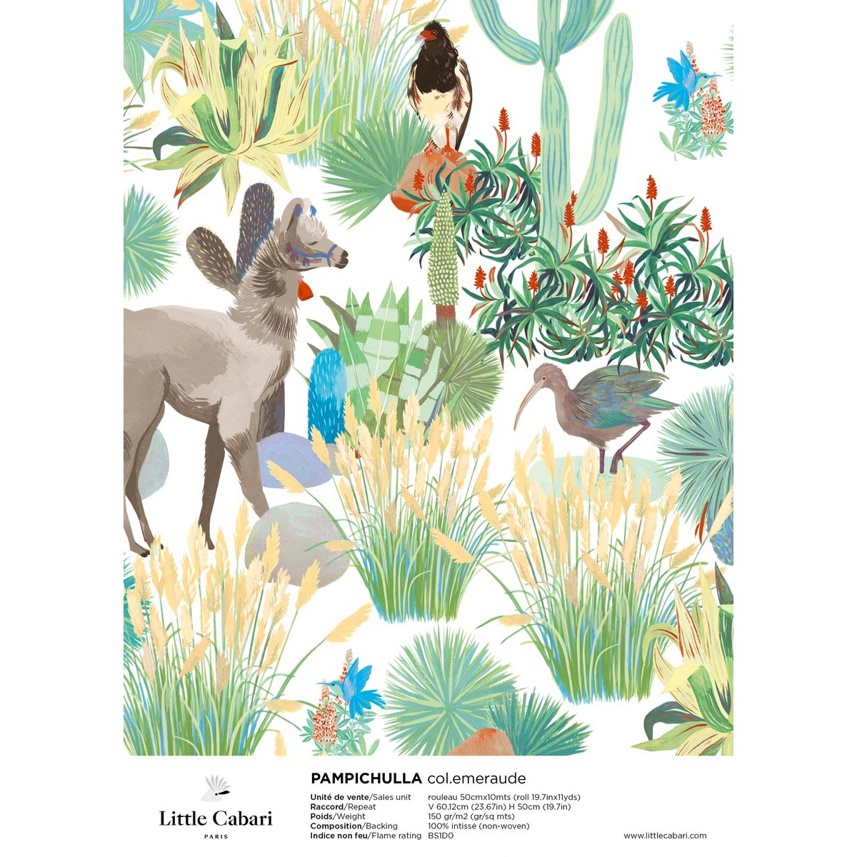 papier peint little cabari pampichulla emeraude