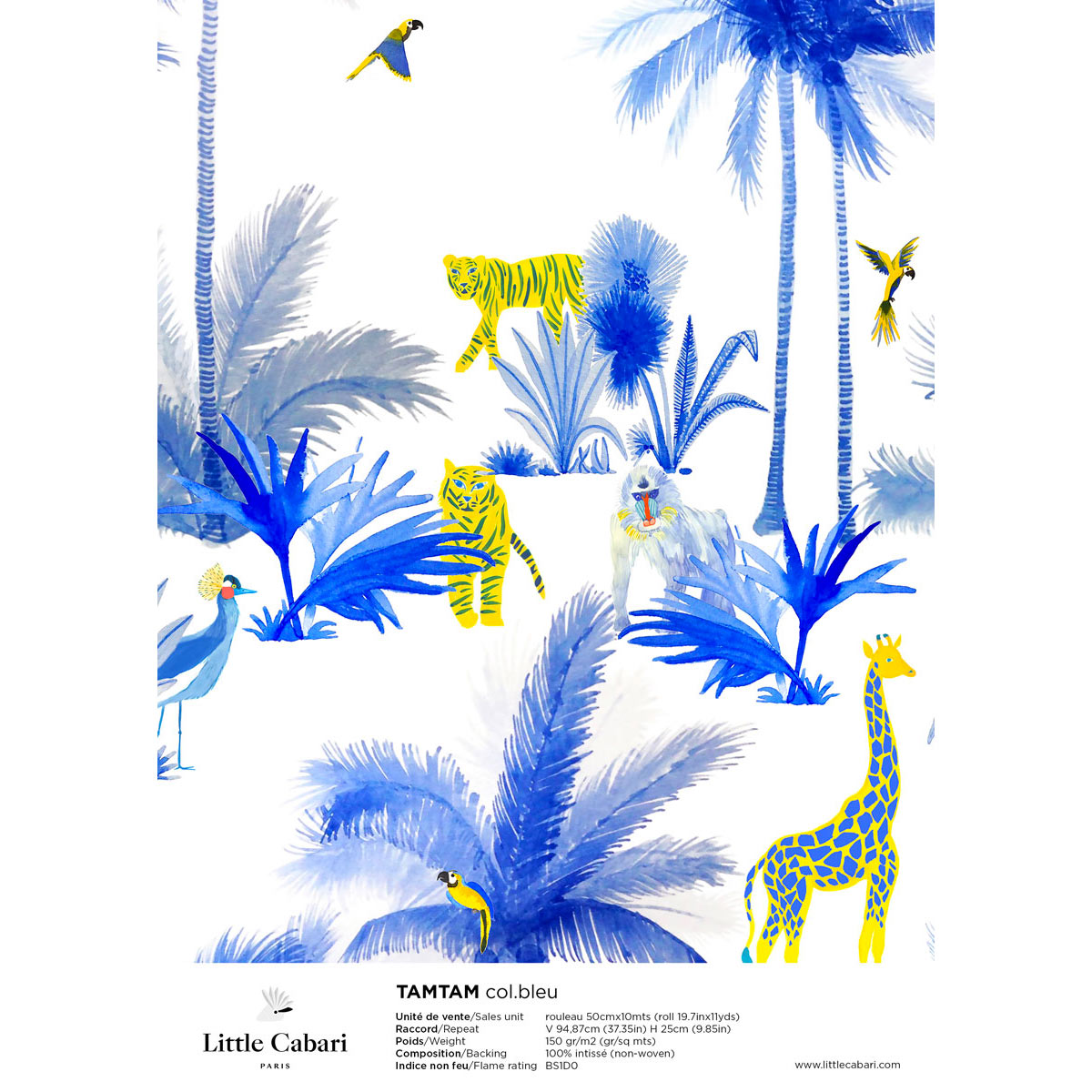 little cabari papier peint tamtam bleu