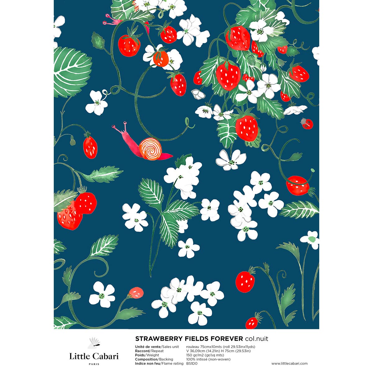 papier peint little cabari stranwberry fraise nuit