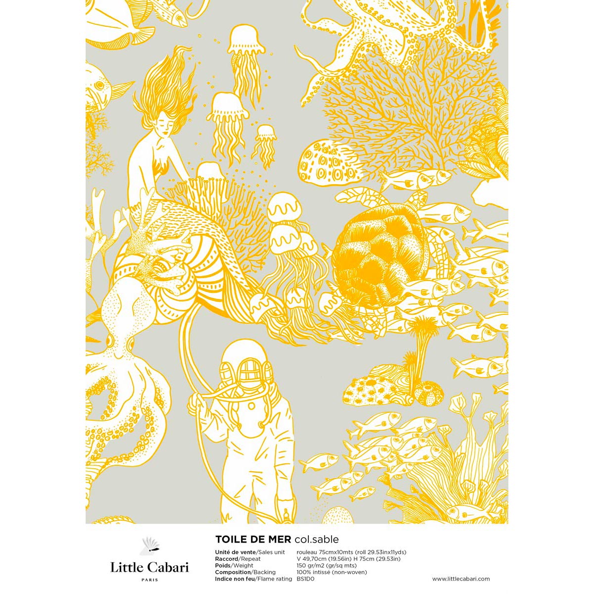 little cabari papier peint toile de mer sable