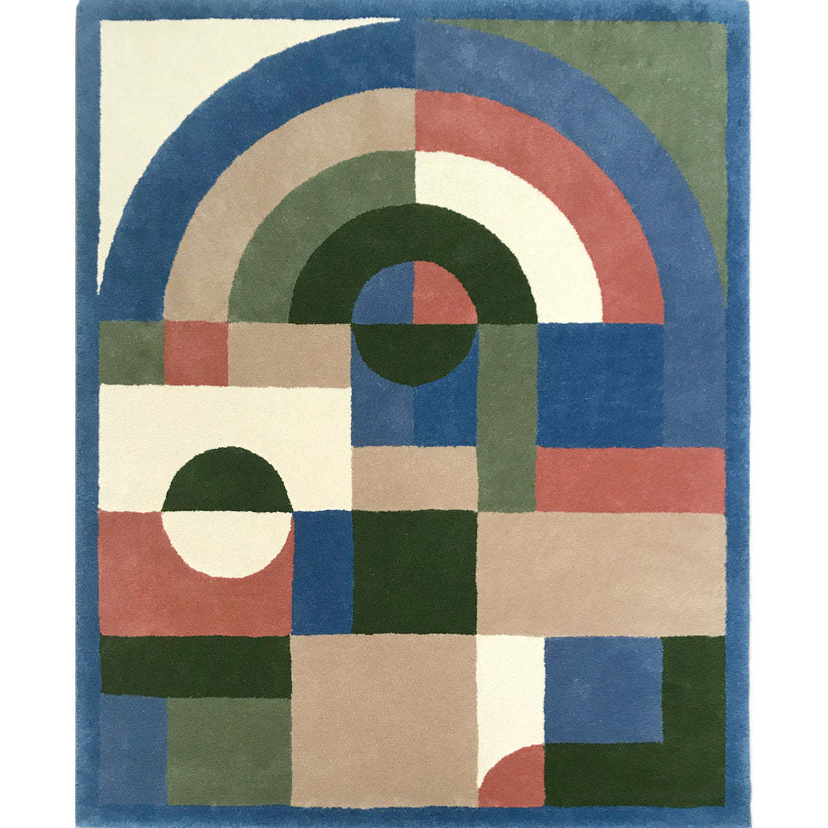little cabari tapis sonia delaunay sur mesure couleur bleu vert rose beige