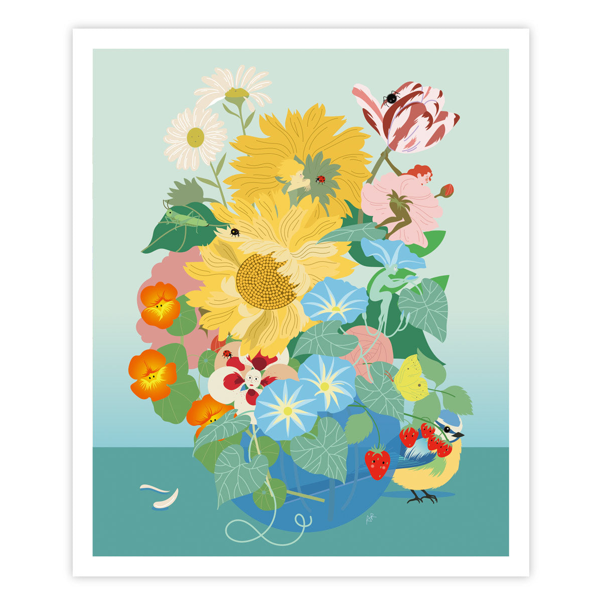 little cabari affiche bouquet fleurs couleurs milticolors