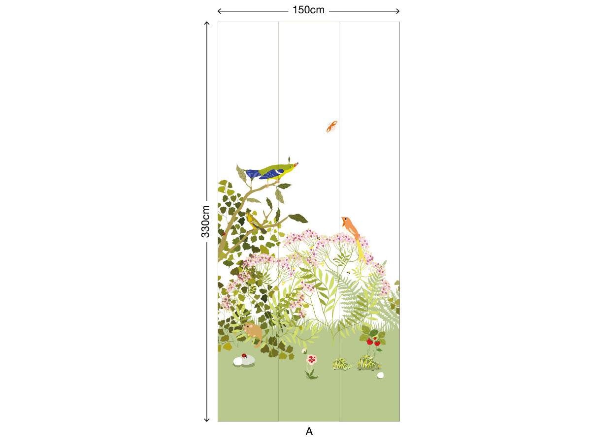 little cabari papier peint panoramique plante animal couleur vert