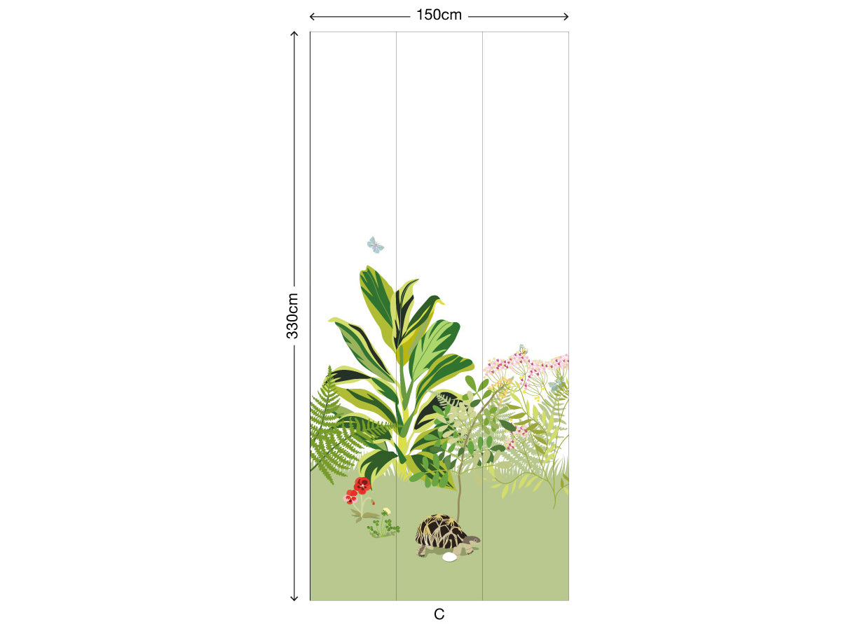little cabari papier peint panoramique plante animal couleur vert