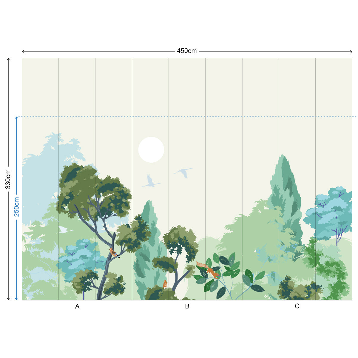 little cabari papier peint panoramique nature arbre couleur vert